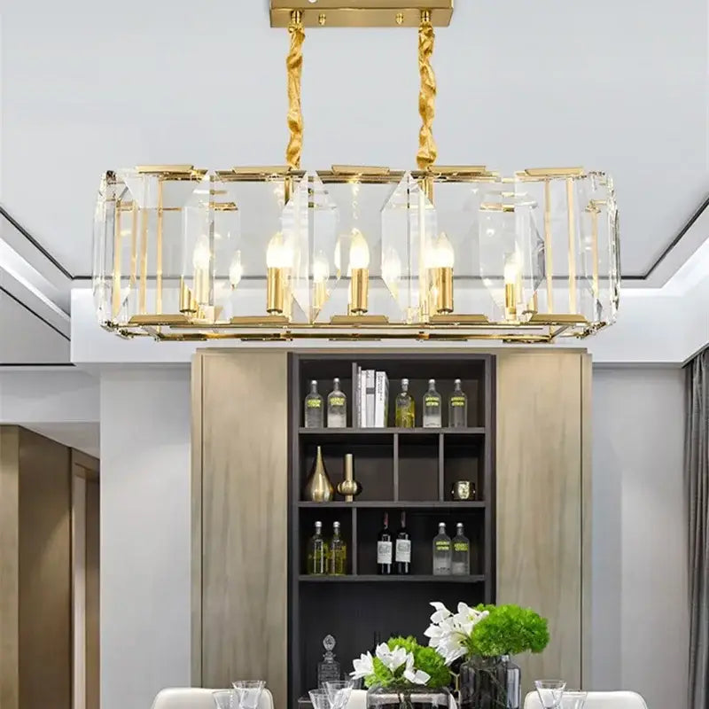 Modern black crystal pendant chandelier dining room luxe lighting