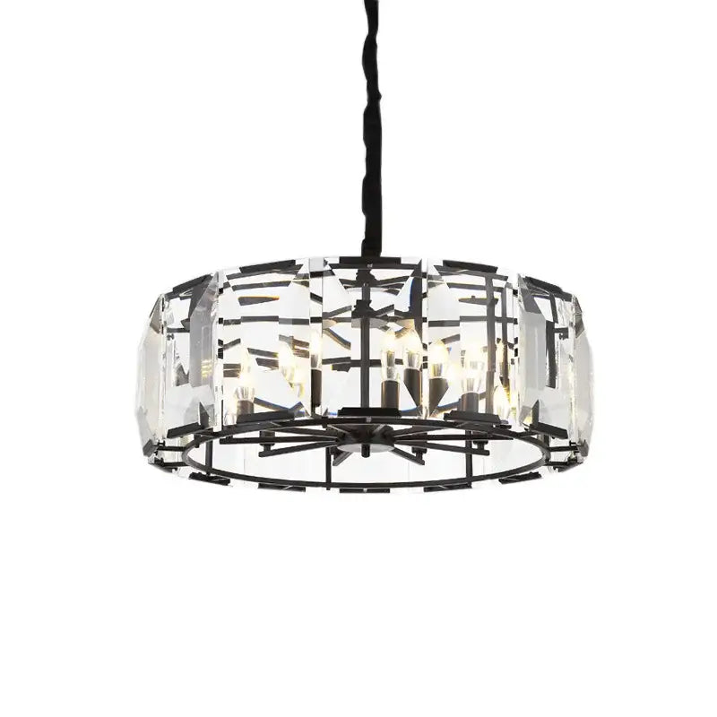 Modern black crystal pendant chandelier dining room luxe lighting