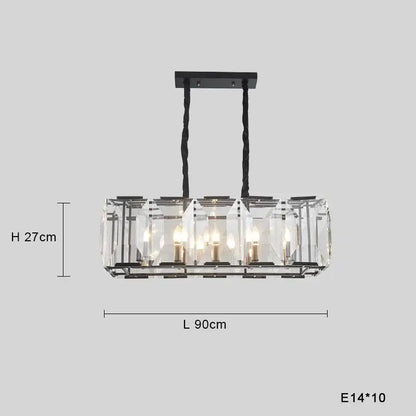 Modern black crystal pendant chandelier dining room luxe lighting