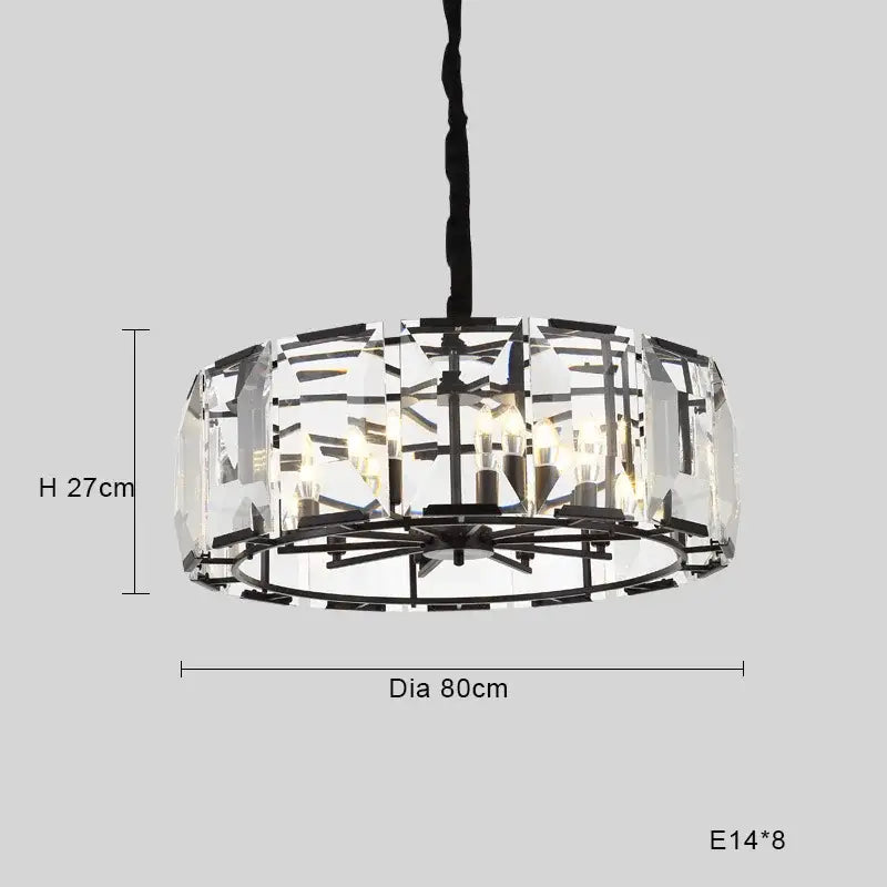 Modern black crystal pendant chandelier dining room luxe lighting