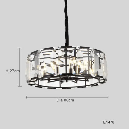 Modern black crystal pendant chandelier dining room luxe lighting