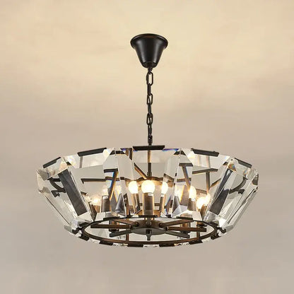 Modern black crystal pendant chandelier dining room luxe lighting
