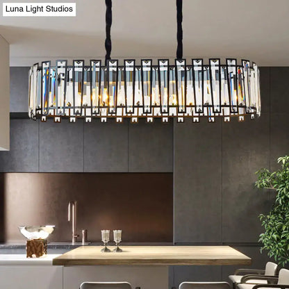 Modern black crystal prism island pendant dining room light