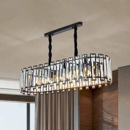 Modern black crystal prism island pendant dining room light