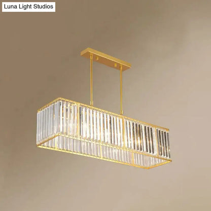 Modern black crystal rectangle dining room pendant light