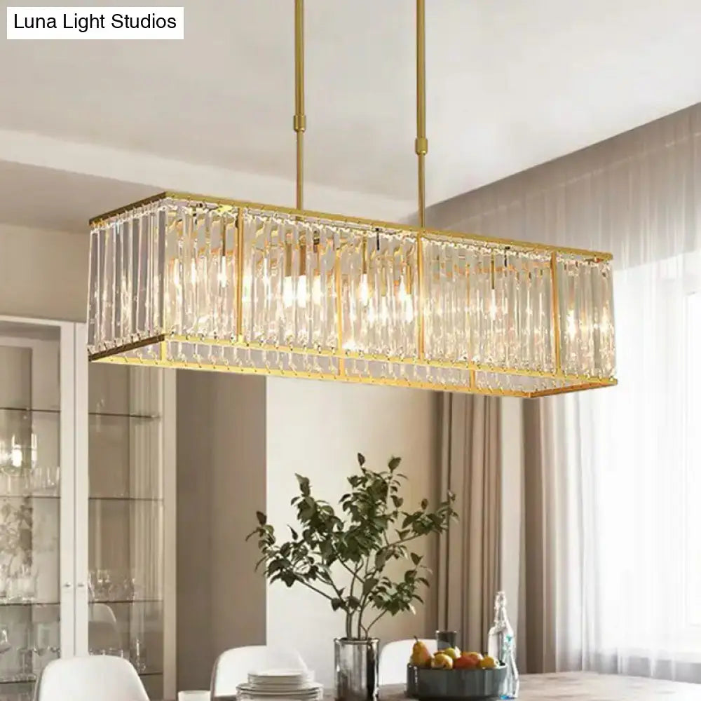 Modern black crystal rectangle dining room pendant light
