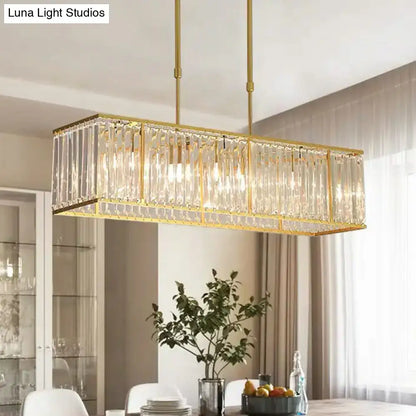 Modern black crystal rectangle dining room pendant light