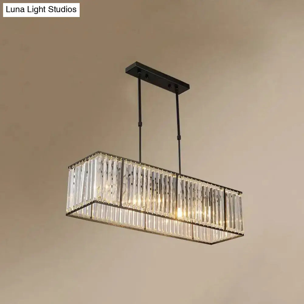 Modern black crystal rectangle dining room pendant light