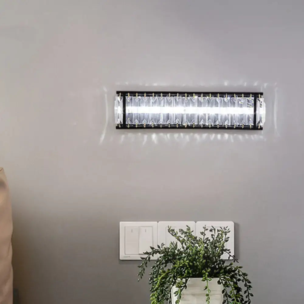 Modern black crystal rectangular sconce bedroom wall light