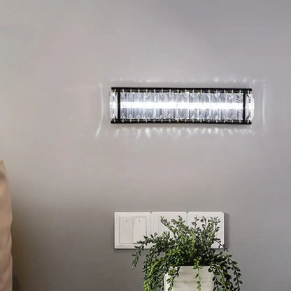 Modern black crystal rectangular sconce bedroom wall light