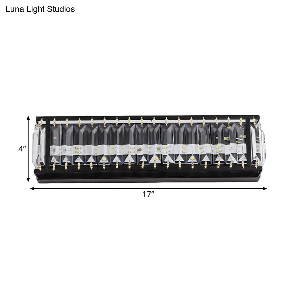 Modern black crystal rectangular sconce bedroom wall light