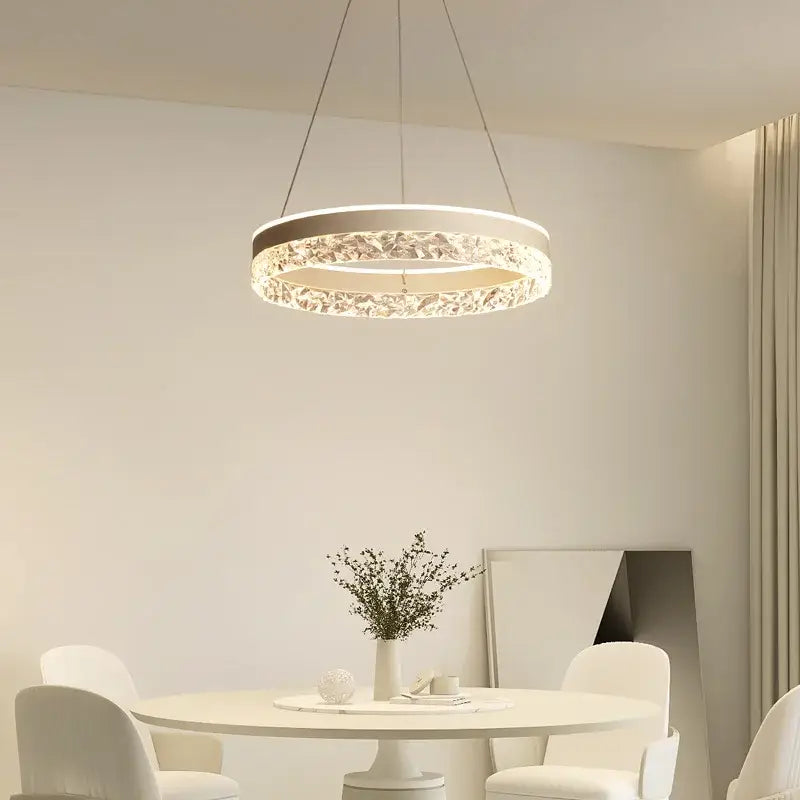 Modern black crystal ring led pendant light bedroom lighting
