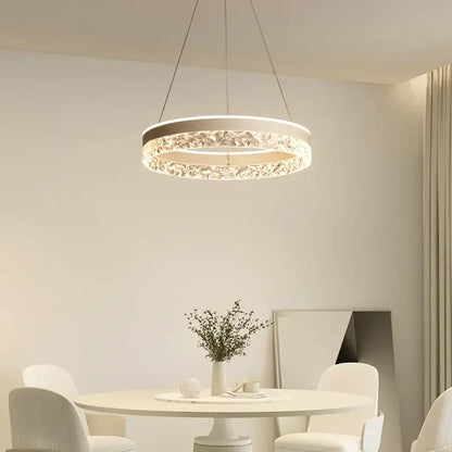 Modern black crystal ring led pendant light bedroom lighting