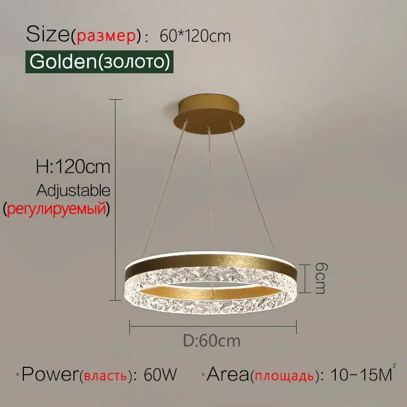 Modern black crystal ring led pendant light bedroom lighting