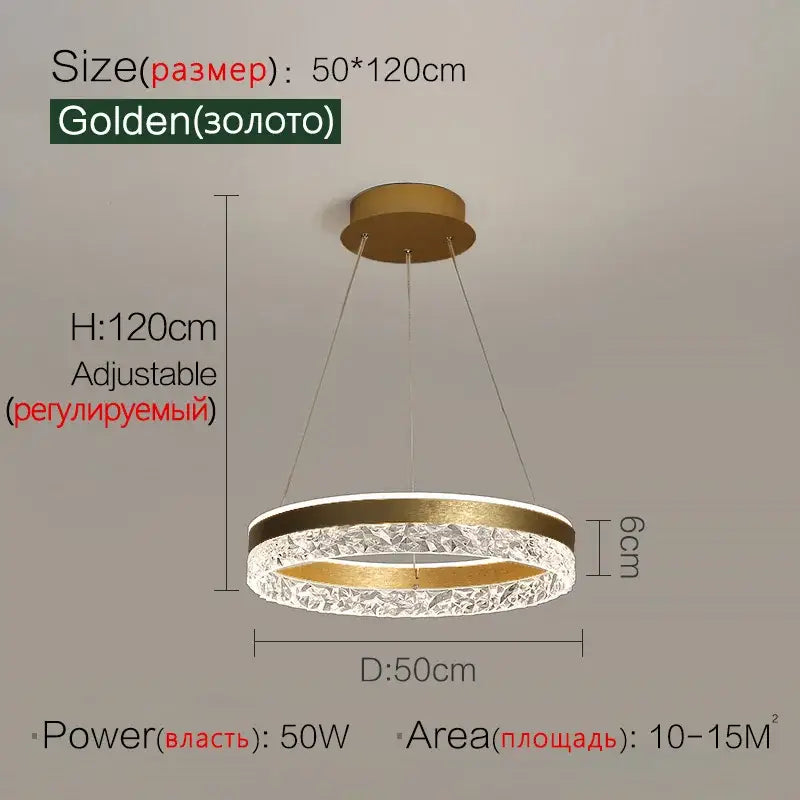 Modern black crystal ring led pendant light bedroom lighting