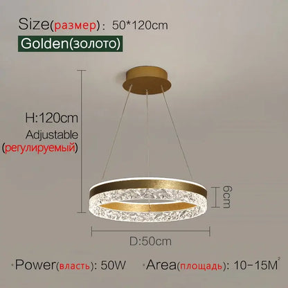 Modern black crystal ring led pendant light bedroom lighting