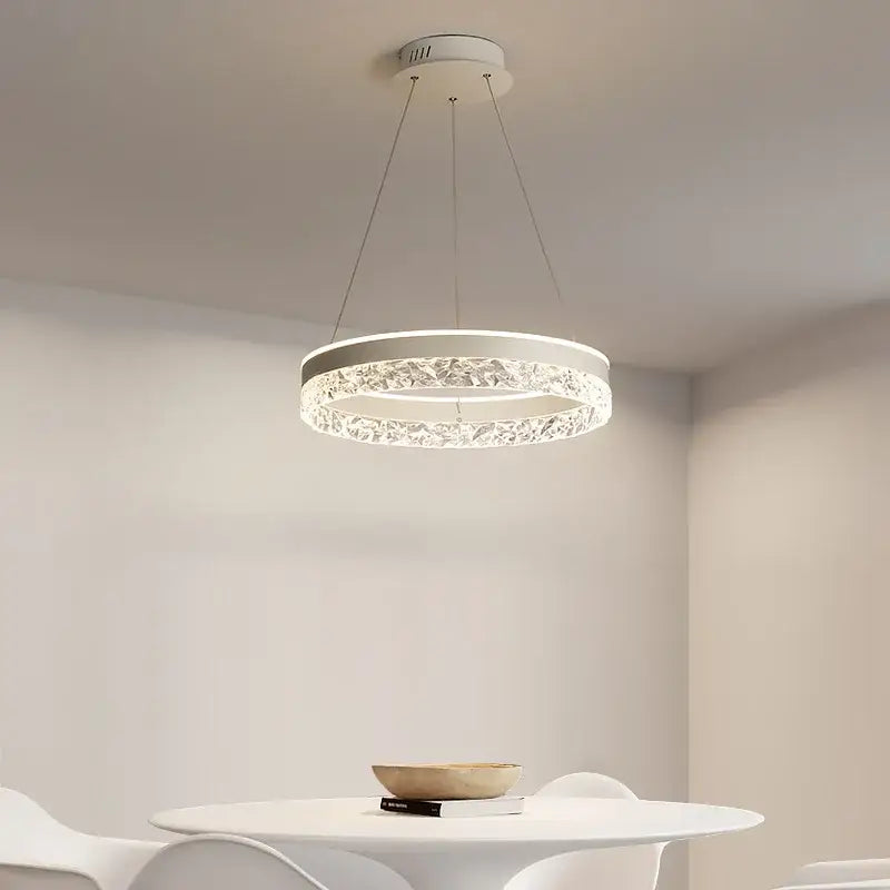 Modern black crystal ring led pendant light bedroom lighting