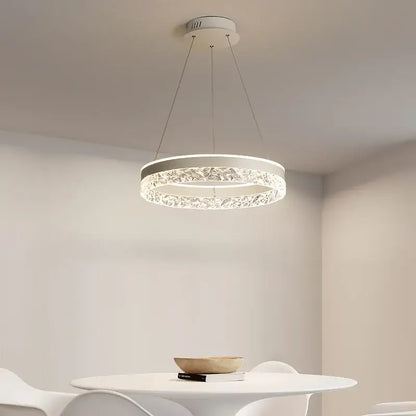 Modern black crystal ring led pendant light bedroom lighting