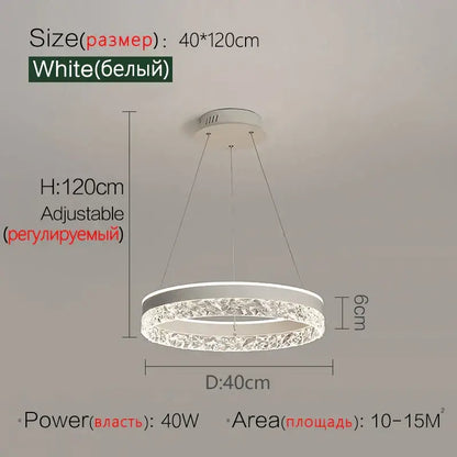 Modern black crystal ring led pendant light bedroom lighting