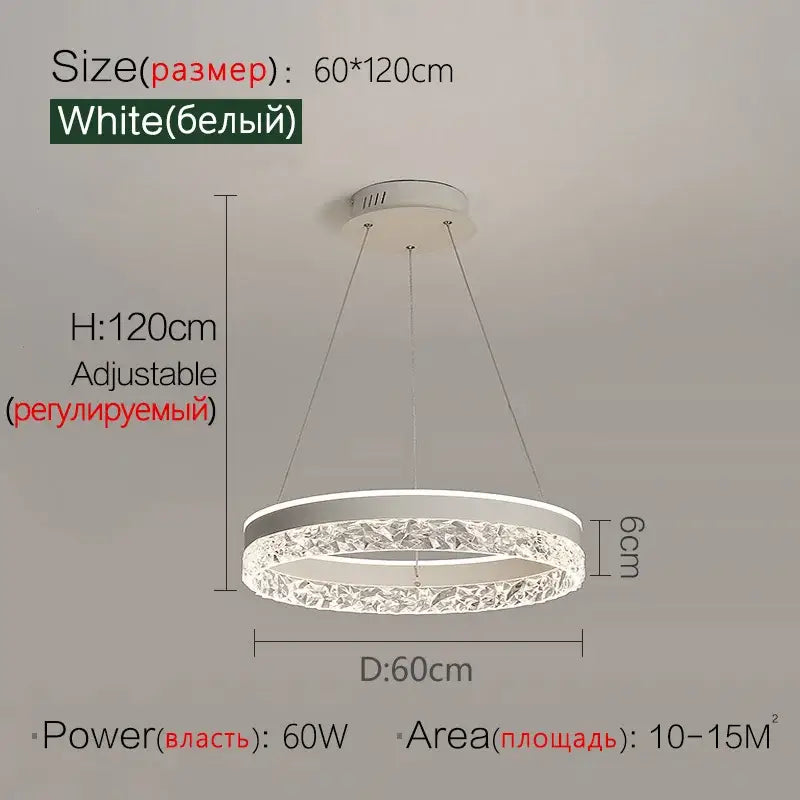 Modern black crystal ring led pendant light bedroom lighting