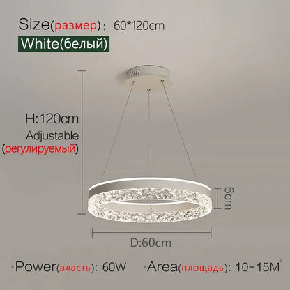 Modern black crystal ring led pendant light bedroom lighting