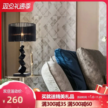 Modern black crystal table lamp bedroom pleated shade light