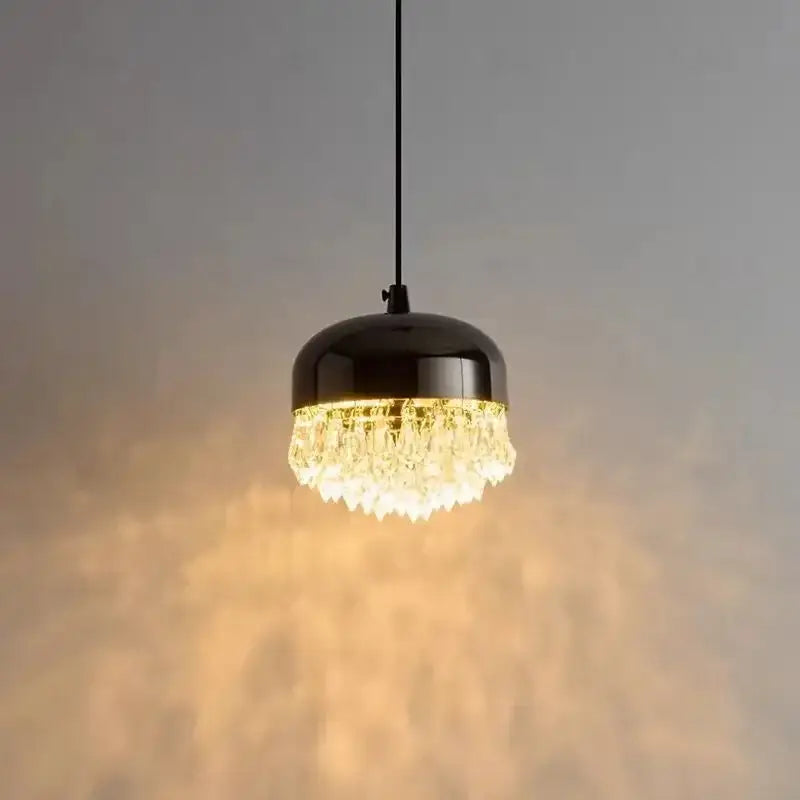 Modern black crystal tassel chandelier bedroom pendant light
