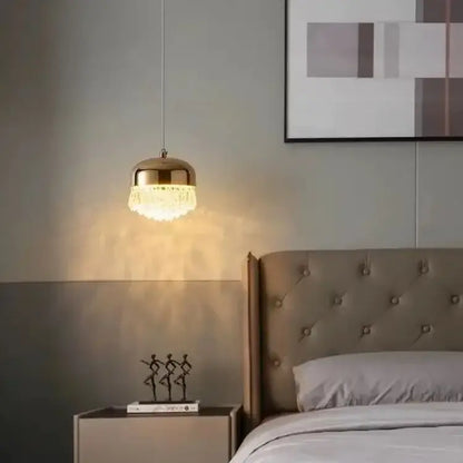 Modern black crystal tassel chandelier bedroom pendant light