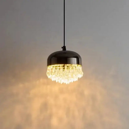 Modern black crystal tassel chandelier bedroom pendant light