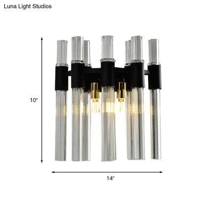 DecorBites™ Modern Black Crystal Tube Sconce: 2-Light Wall Mounted Lamp for Living Room