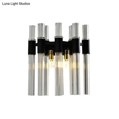 DecorBites™ Modern Black Crystal Tube Sconce: 2-Light Wall Mounted Lamp for Living Room