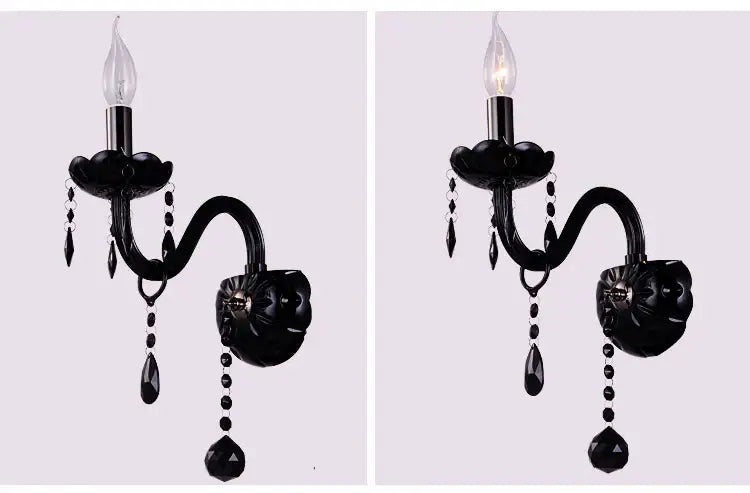 Modern black crystal wall lamp bedroom twin led sconce