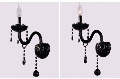 Modern black crystal wall lamp bedroom twin led sconce