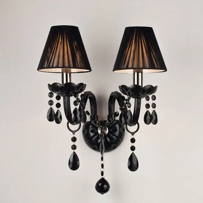 Modern black crystal wall lamp bedroom twin led sconce