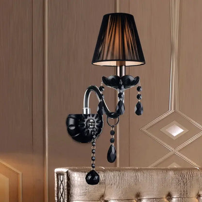 Modern black crystal wall lamp bedroom twin led sconce