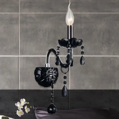Modern black crystal wall lamp bedroom twin led sconce