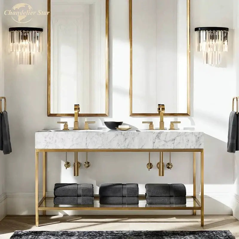 Modern black crystal wall lamp clear & smoked glass bedroom light