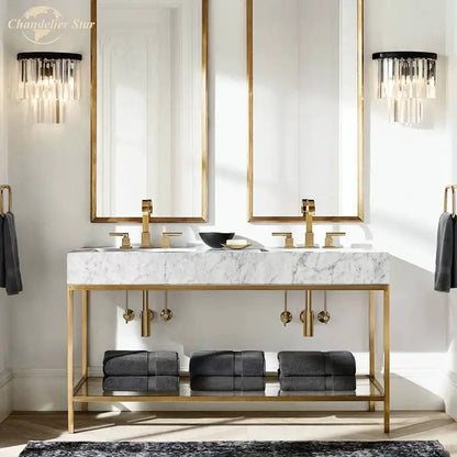 Modern black crystal wall lamp clear & smoked glass bedroom light