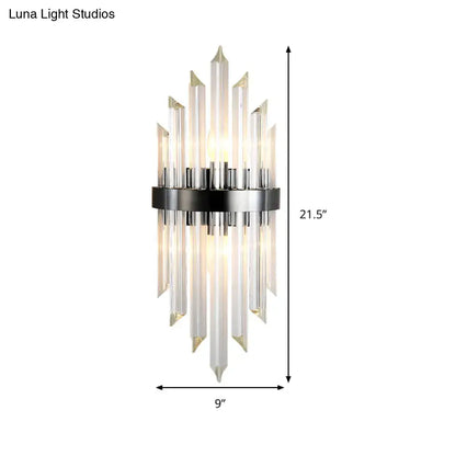 Modern black crystal wall lamp for living room