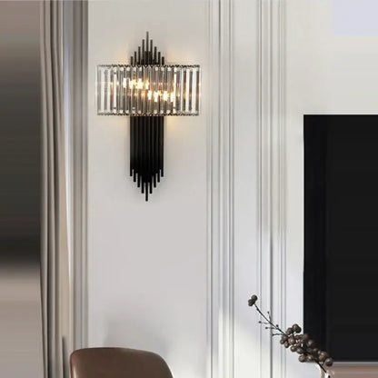 Modern black crystal wall lamp living room glass sconce