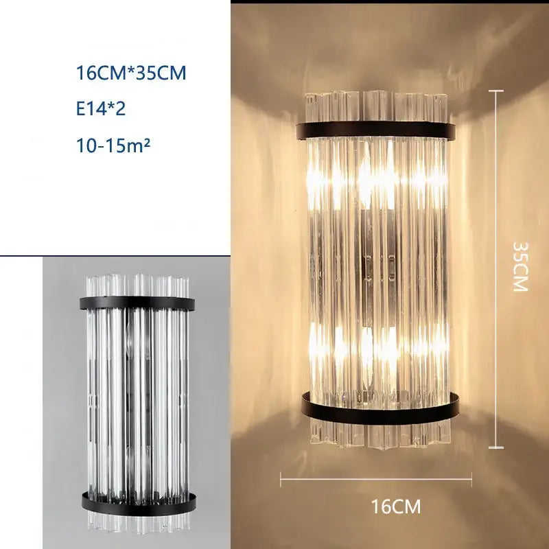 Modern black crystal wall lamp living room glass sconce