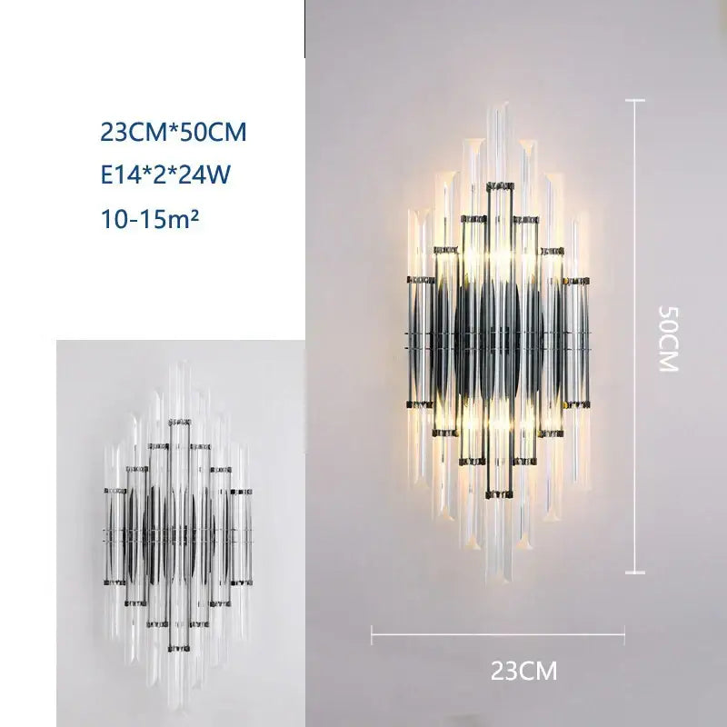 Modern black crystal wall lamp living room glass sconce