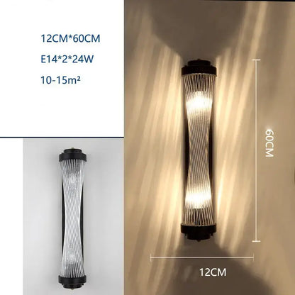 Modern black crystal wall lamp living room glass sconce