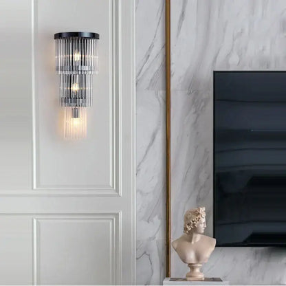 Modern black crystal wall lamp living room glass sconce