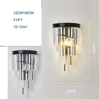 Modern black crystal wall lamp living room glass sconce