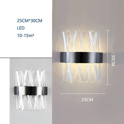 Modern black crystal wall lamp living room glass sconce