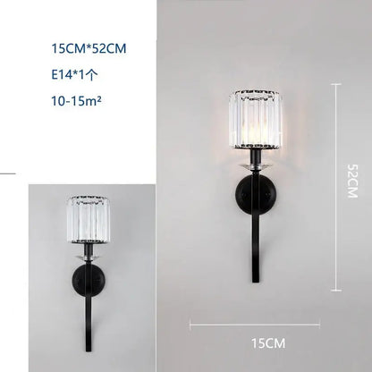 Modern black crystal wall lamp living room glass sconce