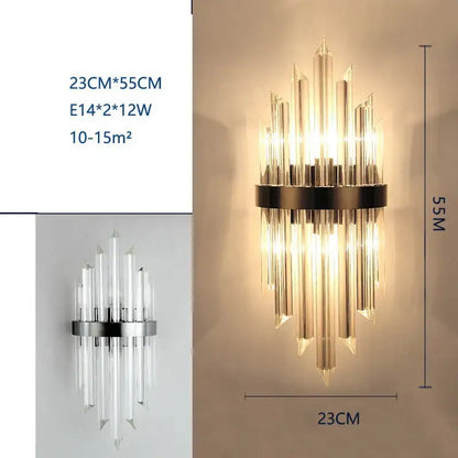 Modern black crystal wall lamp living room glass sconce