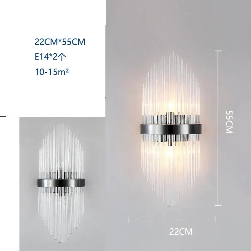 Modern black crystal wall lamp living room glass sconce