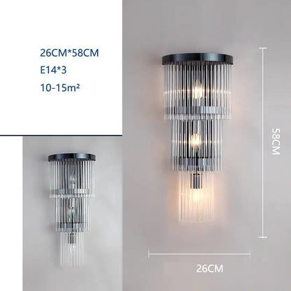 Modern black crystal wall lamp living room glass sconce